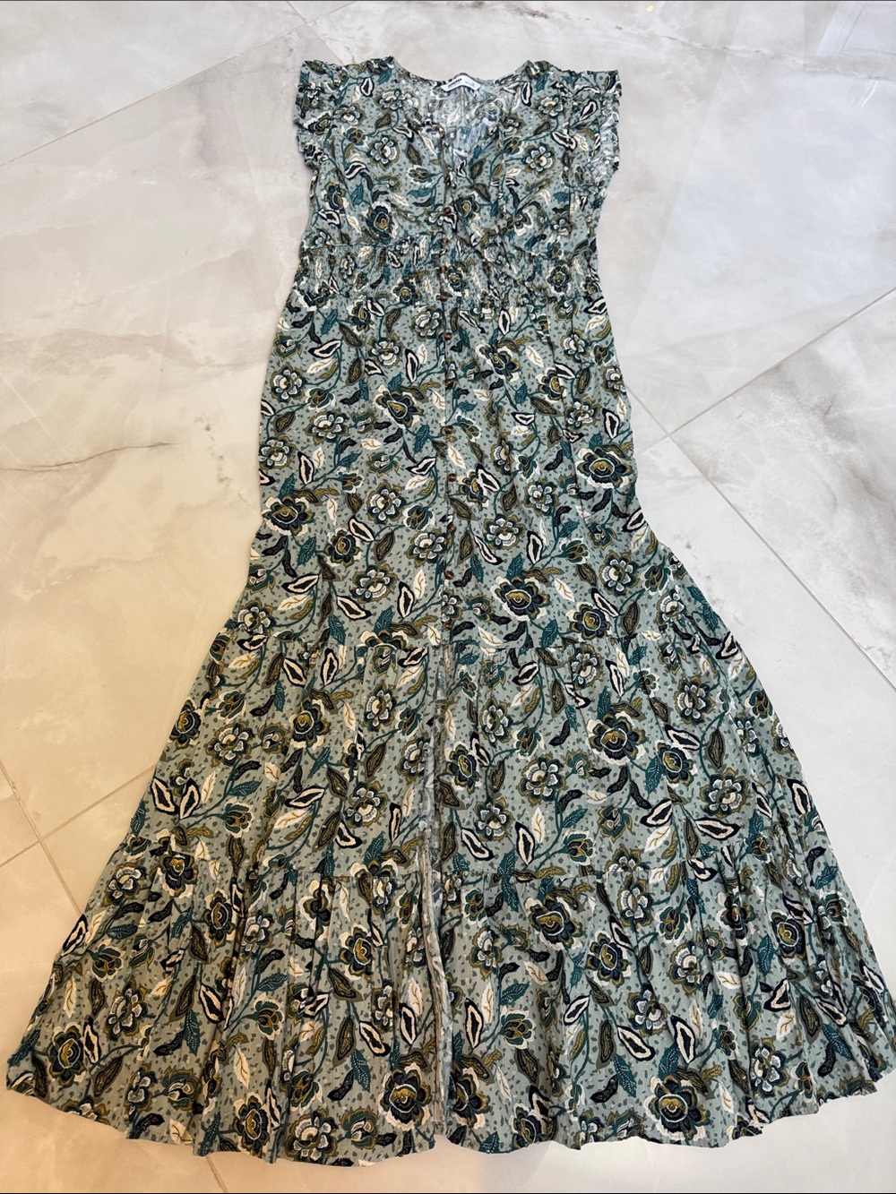 Floral Maxi Dress in Sage Green - Picture 2 of 3